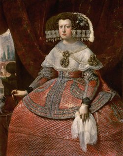 Queen Mariana in a Bright Red Dress