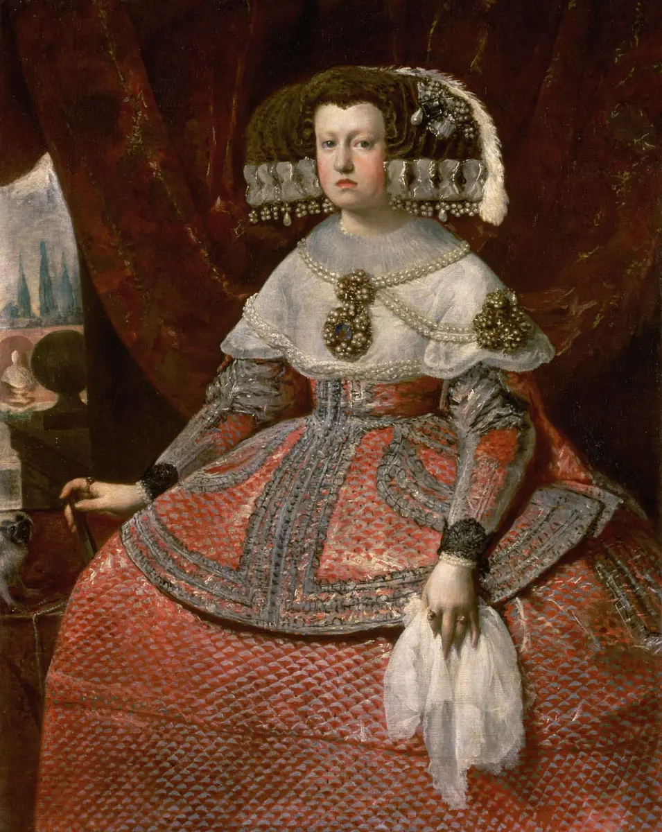 Queen Mariana in a Bright Red Dress