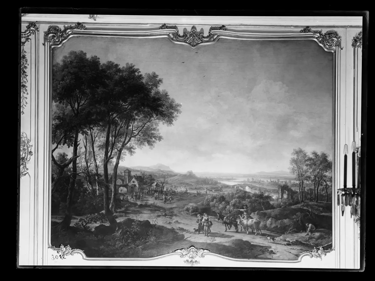 Landschaft mit Reiterzug