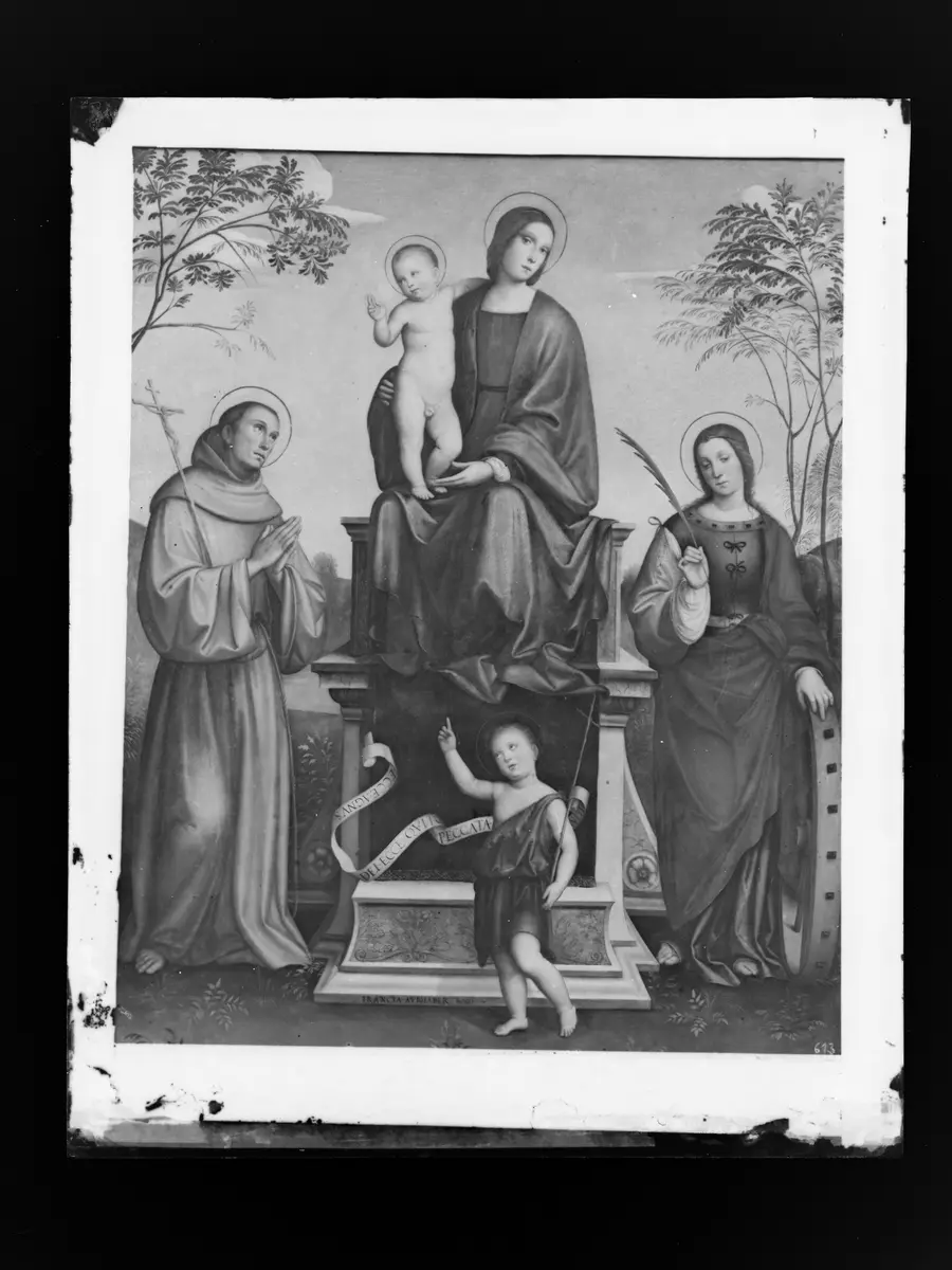 Maria mit Kind , den Hll. Franziskus, Katharina und dem Johannesknaben