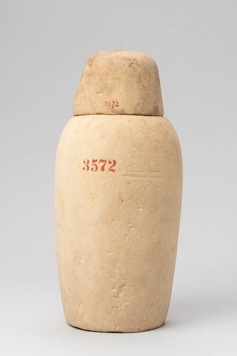 Kanope des Nes-schu-tefnut mit Deckel in Form eines Menschenkopfes
