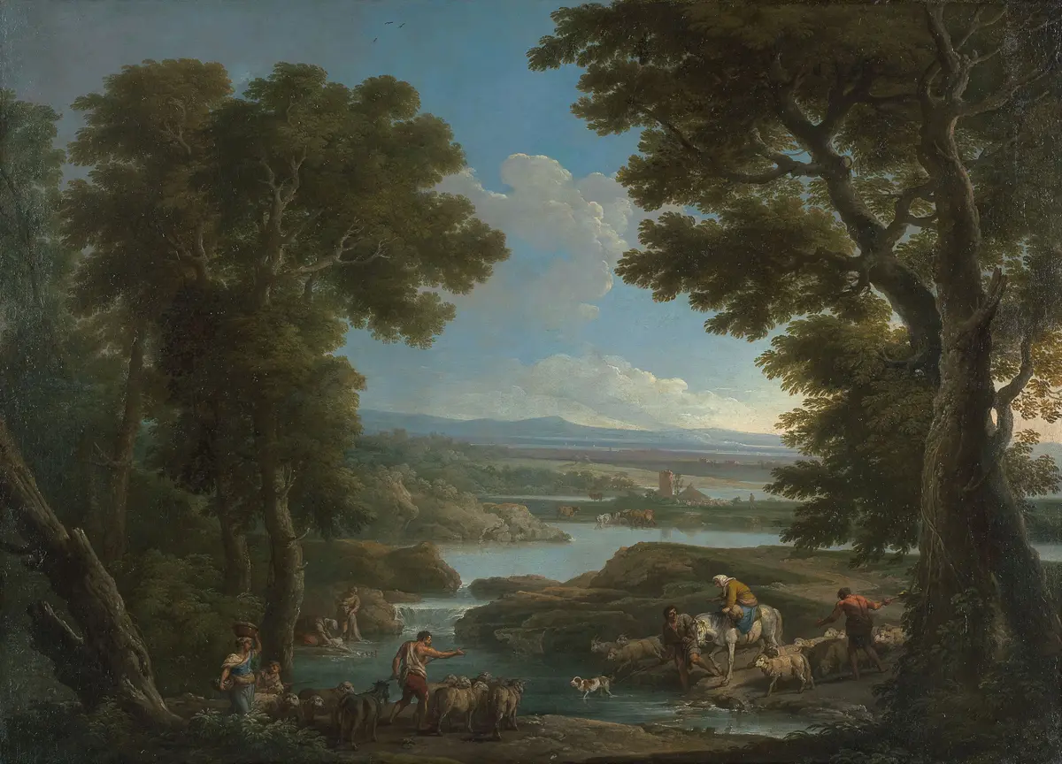Landschaft mit Herde