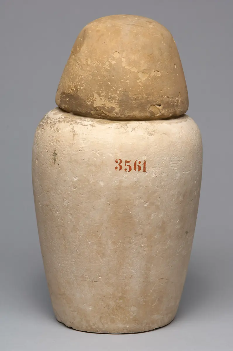 Kanope der Tjes-bastet-peret mit Deckel in Form eines Menschenkopfes