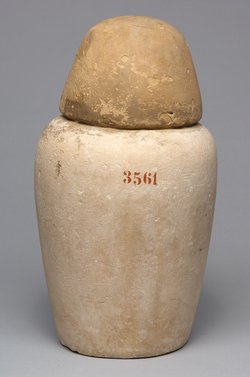 Kanope der Tjes-bastet-peret mit Deckel in Form eines Menschenkopfes