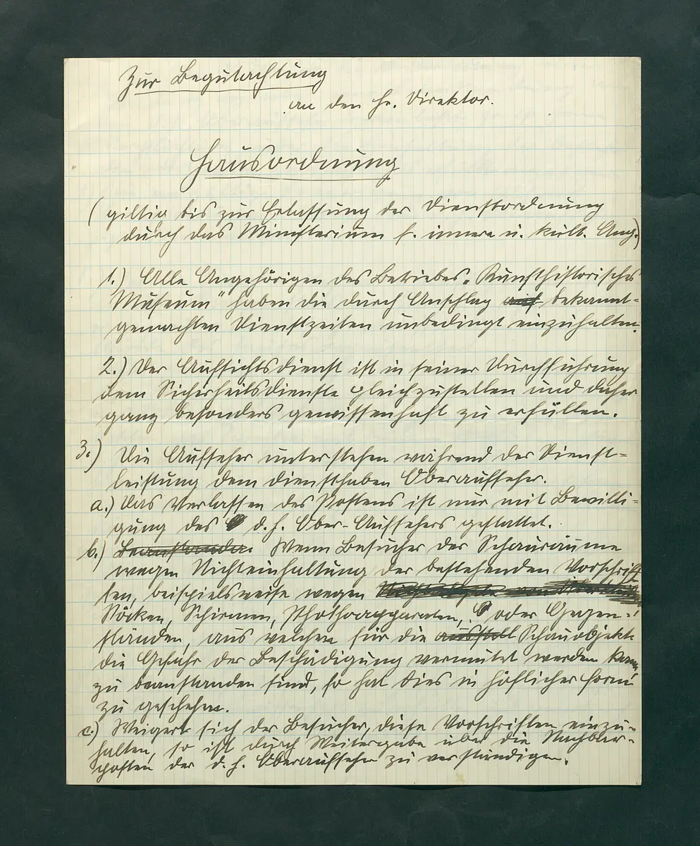 handschriftlicher Entwurf einer Hausordnung