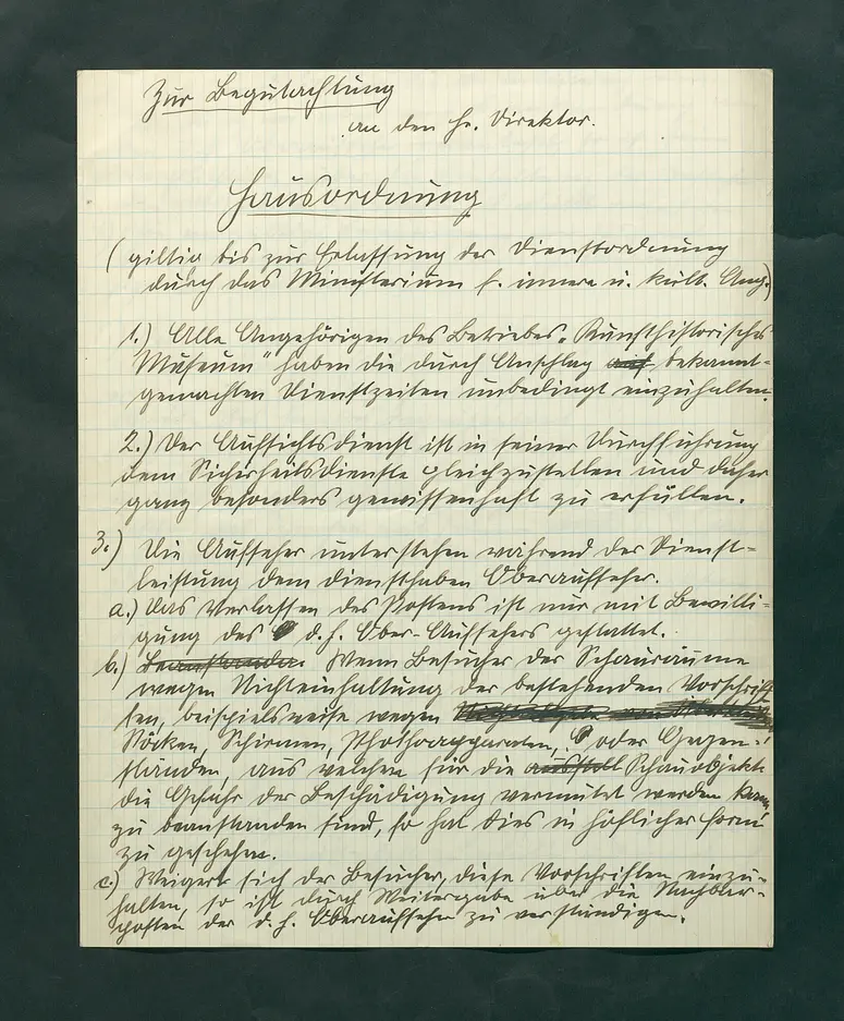 handschriftlicher Entwurf einer Hausordnung