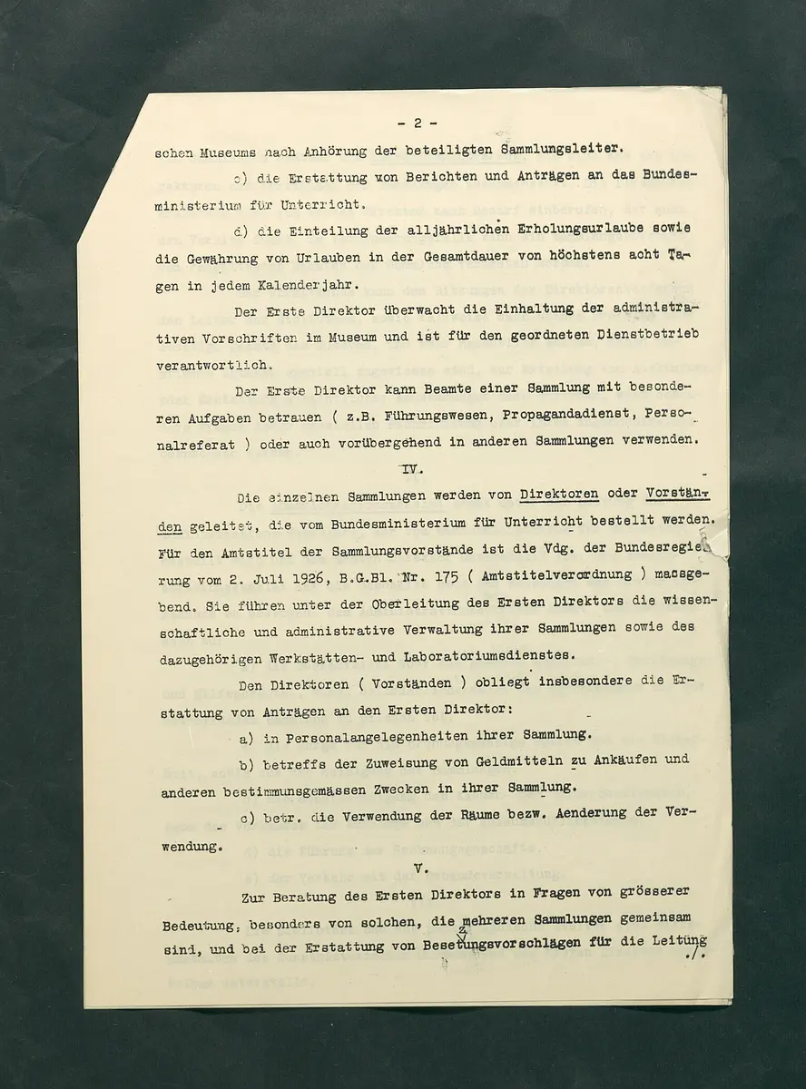 Dienstvorschriften für das Kunsthistorische Museum