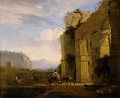 Italienische Landschaft mit Aquäduktruine