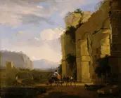 Italienische Landschaft mit Aquäduktruine