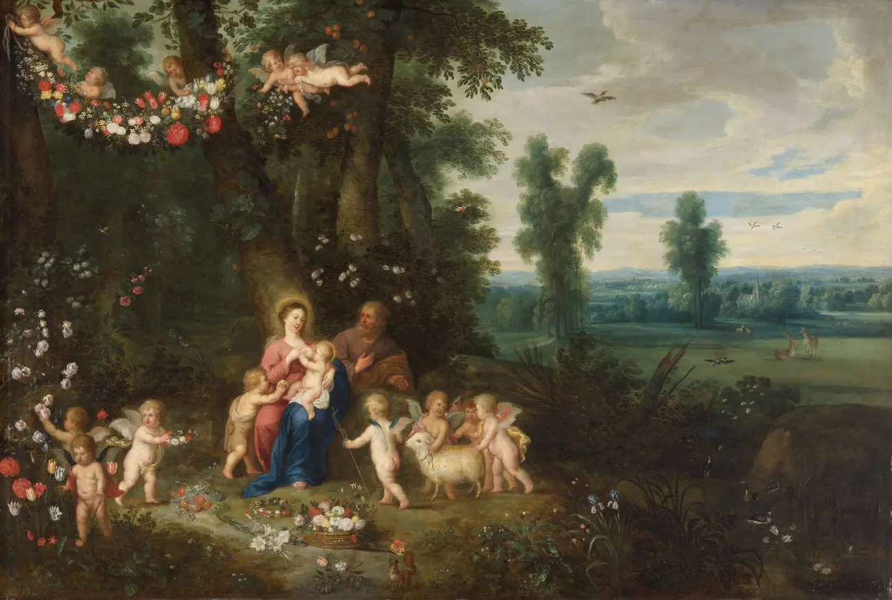 Heilige Familie mit Johannesknaben und Engeln
