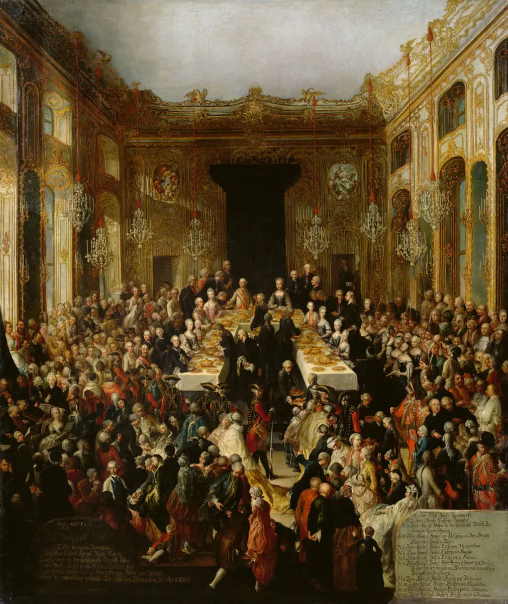 Hoftafel anläßlich der Verlobung der Erzherzogin Maria Christine mit Herzog Albrecht zu Sachsen - Teschen am 2.April 1766 in der Hofburg