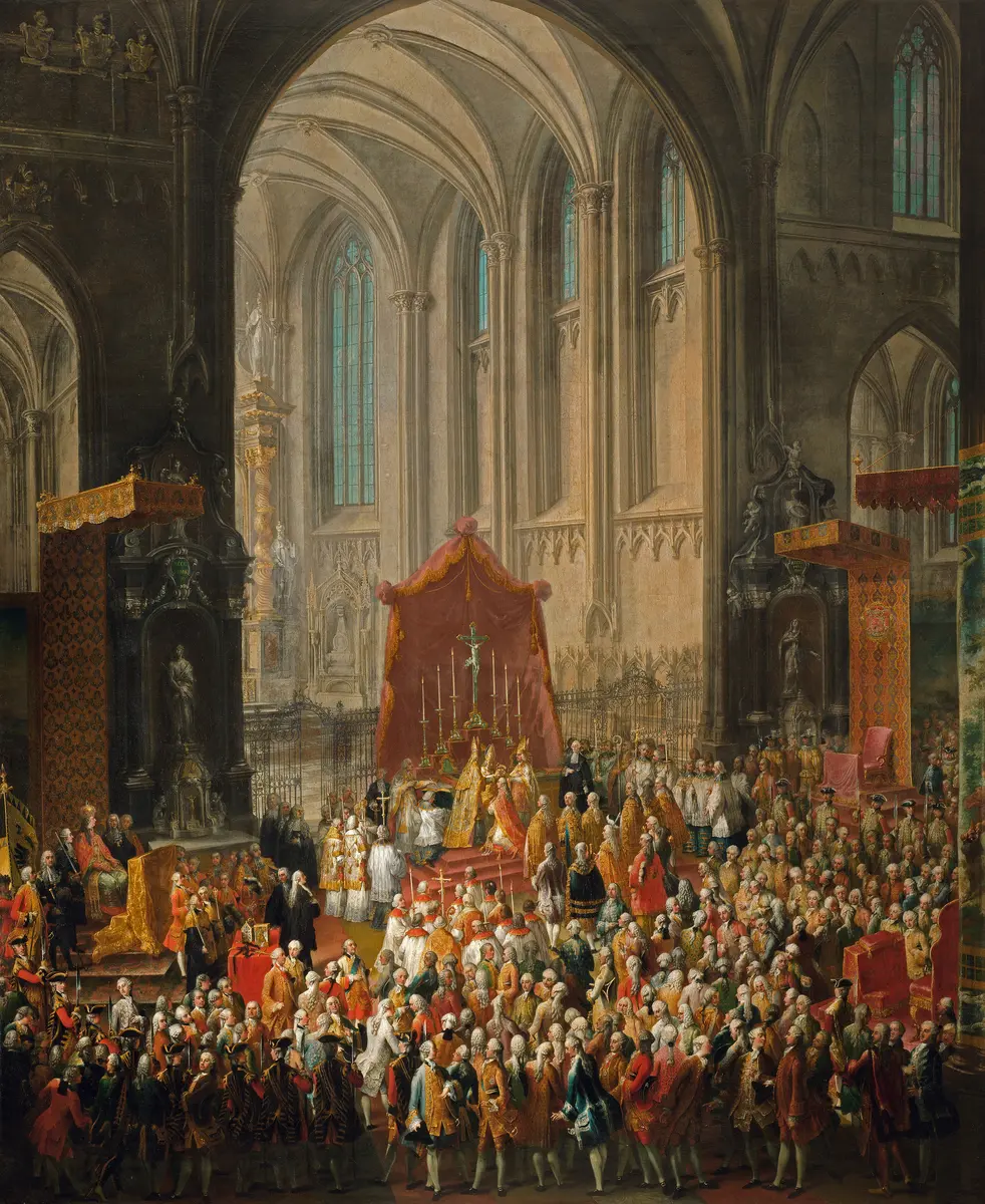 Die Krönung von Joseph II. (1741-1790) im Bartholomäusdom zu Frankfurt (1764)