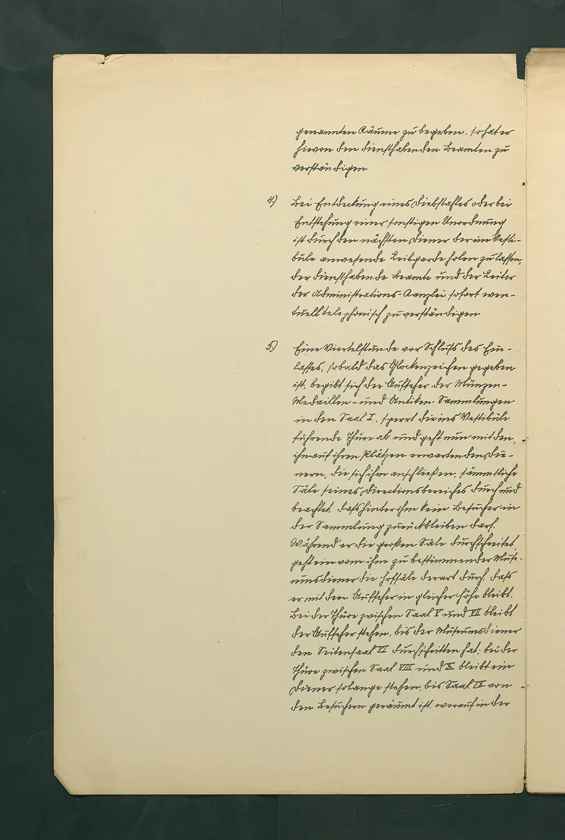 handschriftliche Dienstordnung für Museumsaufseher