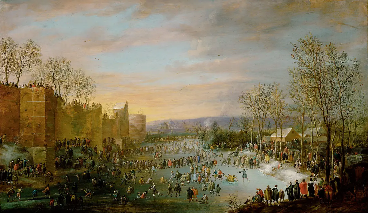 Schlittschuhlaufen auf dem Stadtgraben in Brüssel