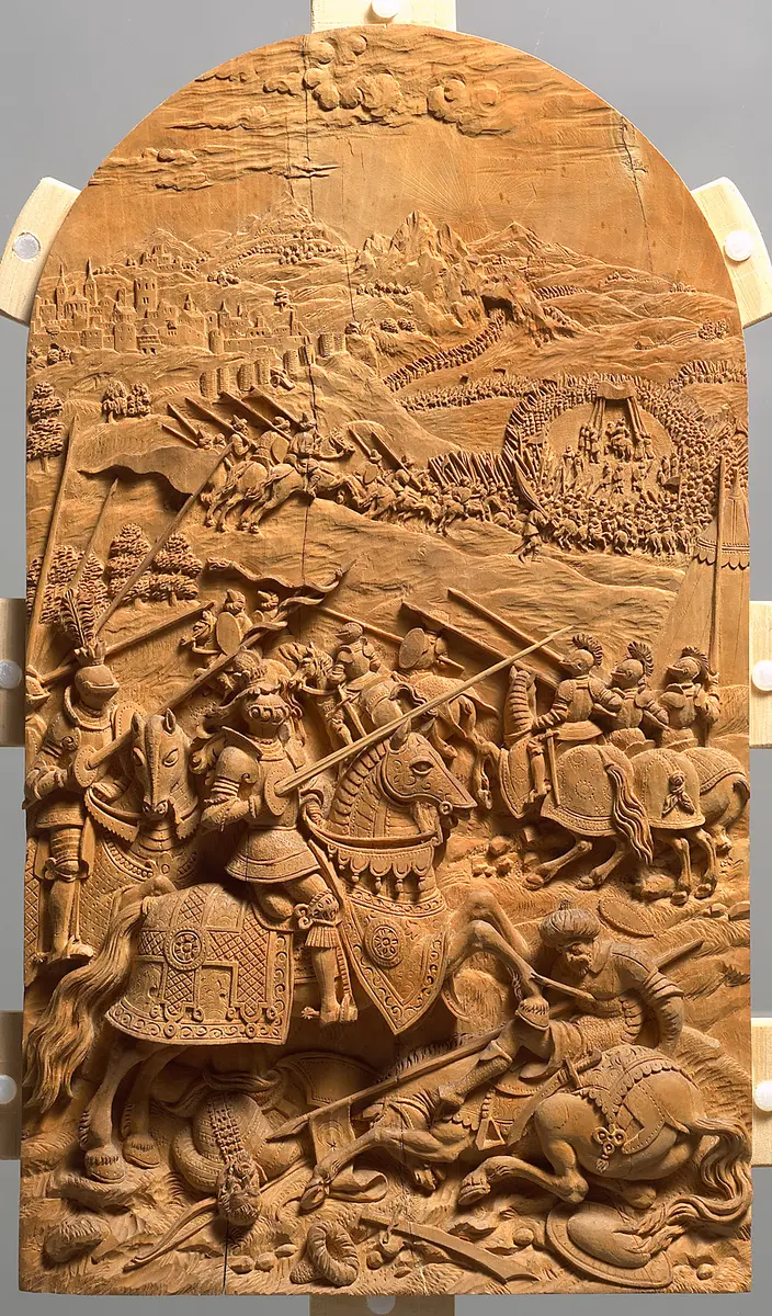 Kaiser Karl V. im Kampf gegen die Osmanen und der Entsatz von Wien, 1529; aus einer Serie von 8 Darstellungen der Siege Kaiser Karls V.