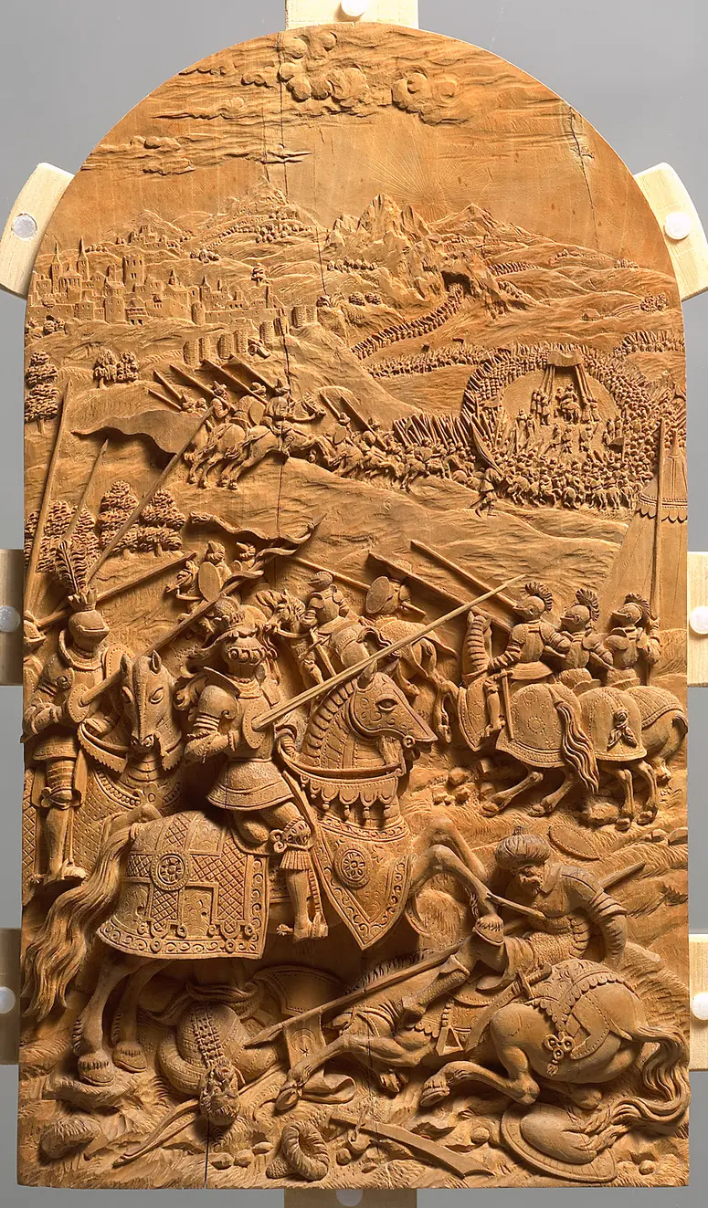 Kaiser Karl V. im Kampf gegen die Osmanen und der Entsatz von Wien, 1529; aus einer Serie von 8 Darstellungen der Siege Kaiser Karls V.
