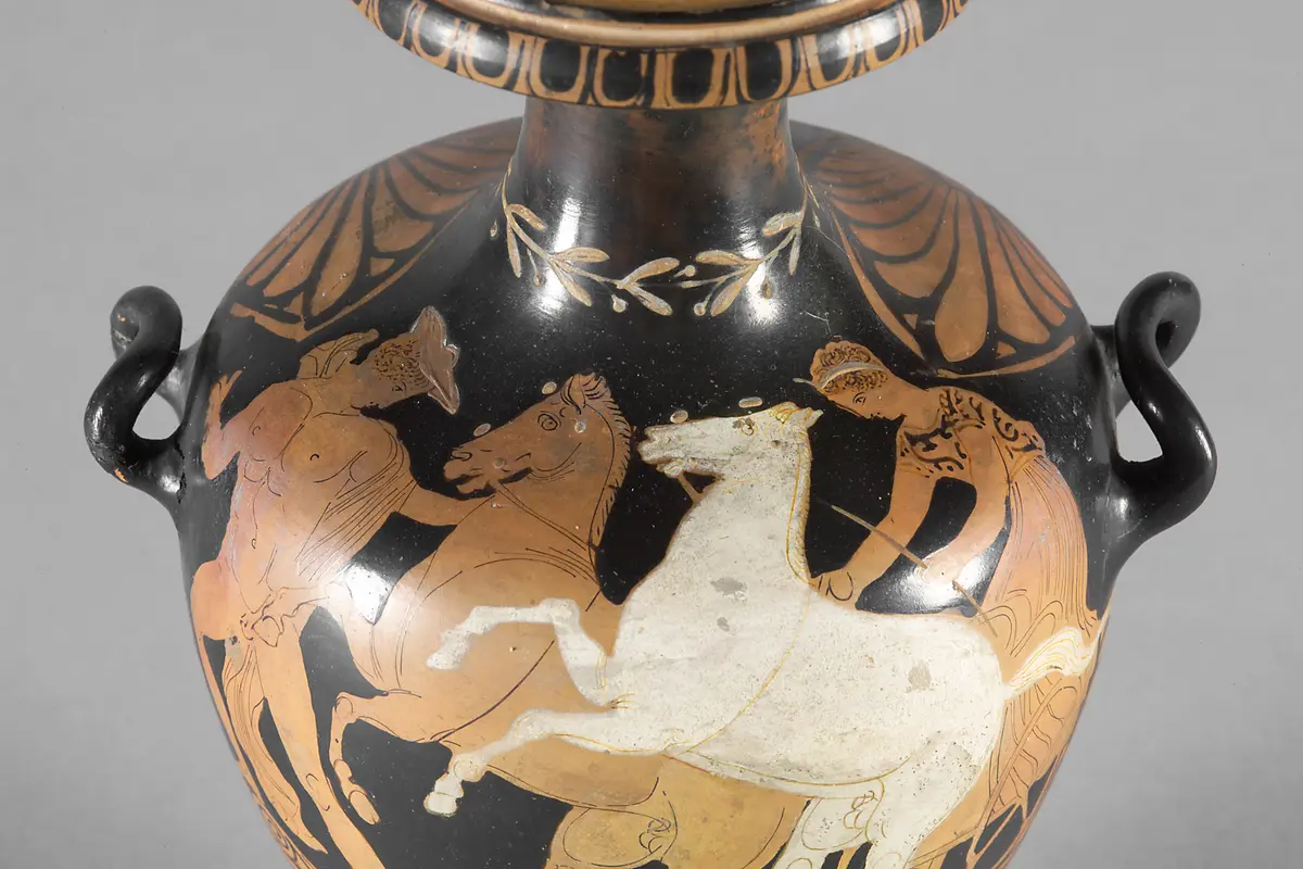 Hermes vor einem Zweigespann