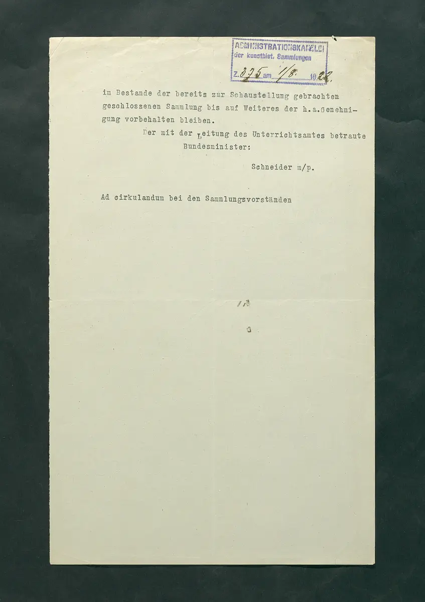 Künftige Stellung der Estensischen Sammlung