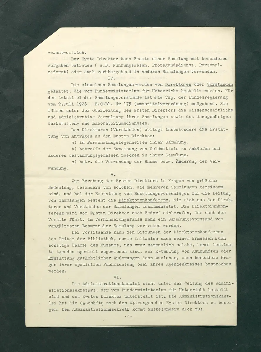 Dienstvorschriften für das Kunsthistorische Museum