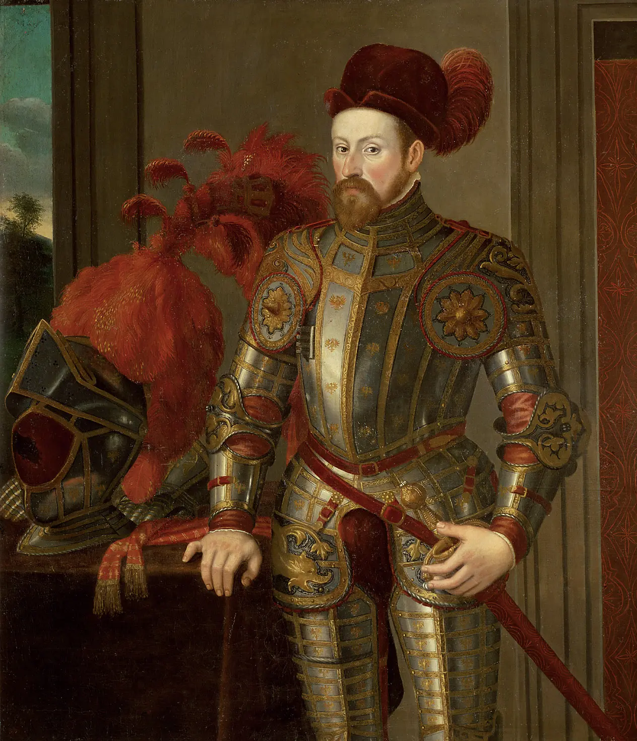 Erzherzog Ferdinand II. (1529-1595), Kniestück in Adlerrüstung