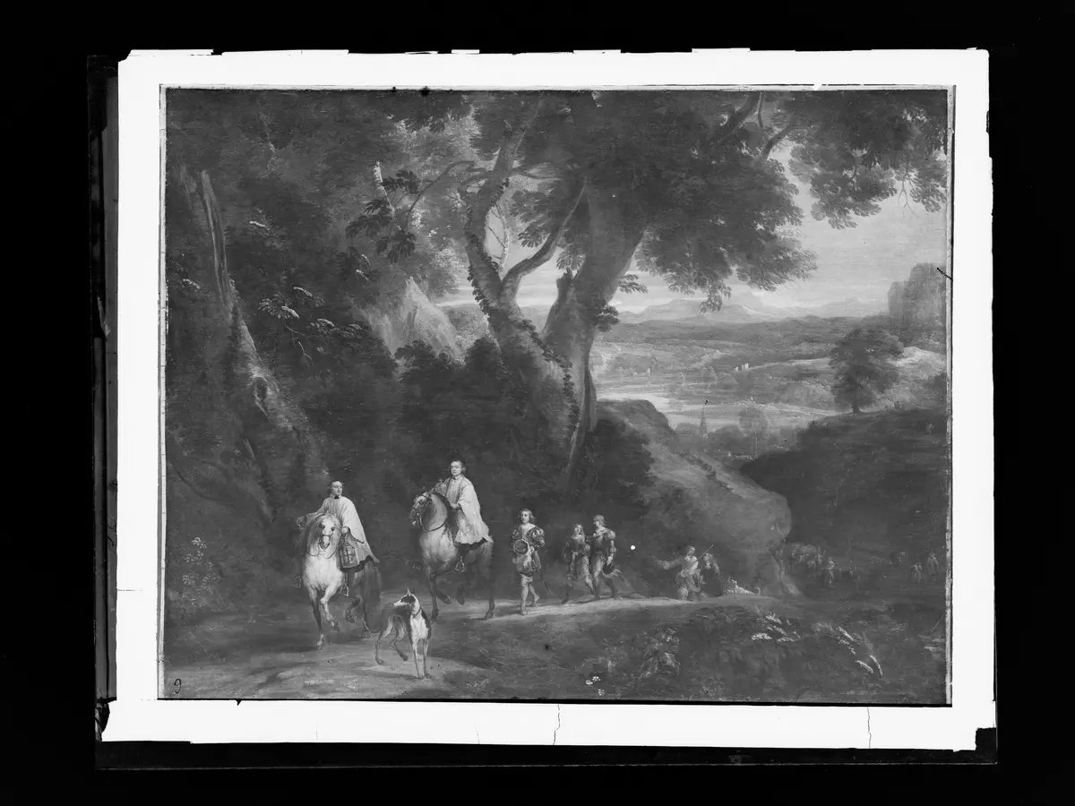 Landschaft mit Rudolf von Habsburg und dem Priester