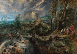 Gewitterlandschaft mit Jupiter, Merkur, Philemon und Baucis