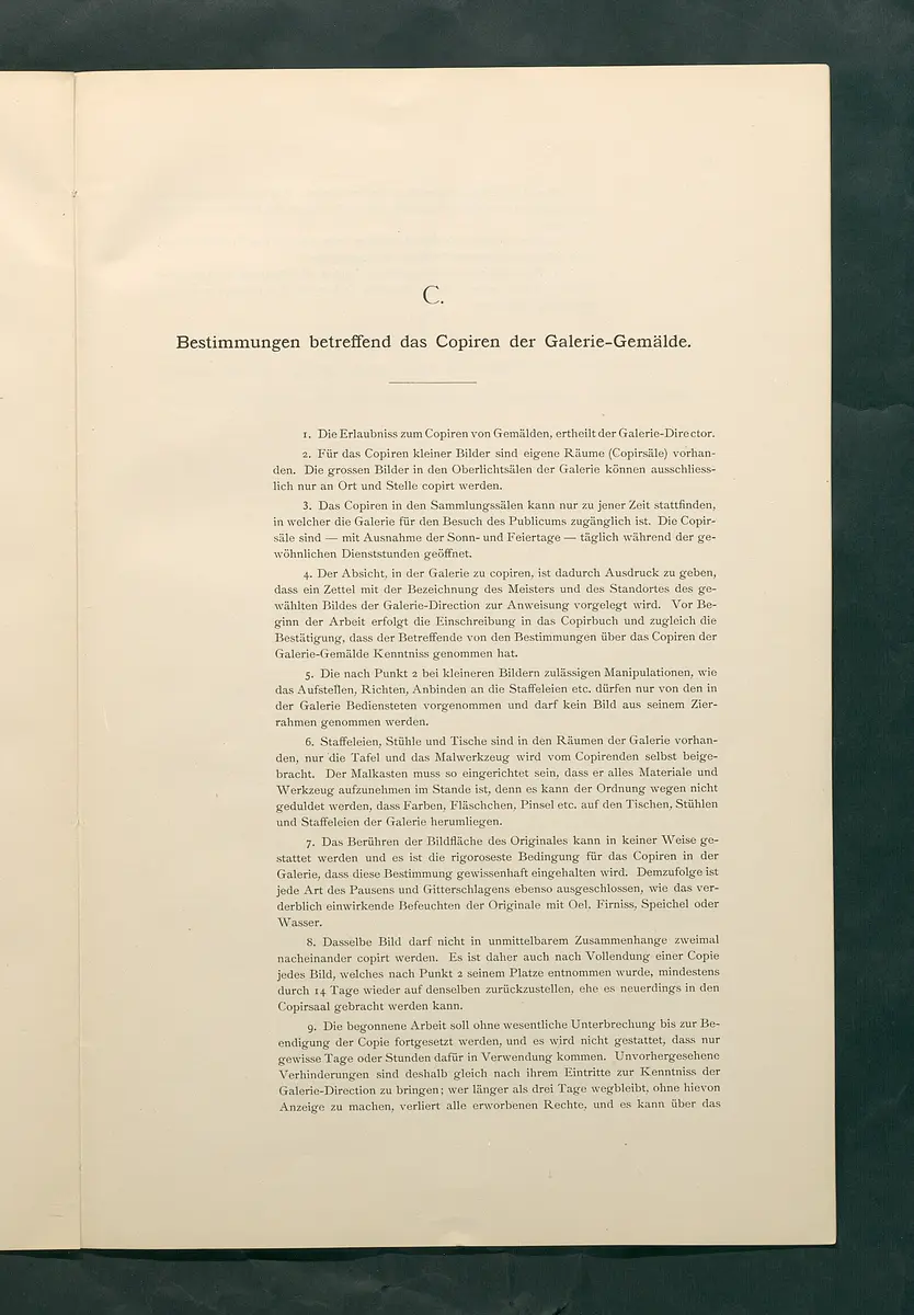 Bestimmungen für den Dienstbetrieb in den kunsthistorischen Sammlungen des Allerhöchsten Kaiserhauses