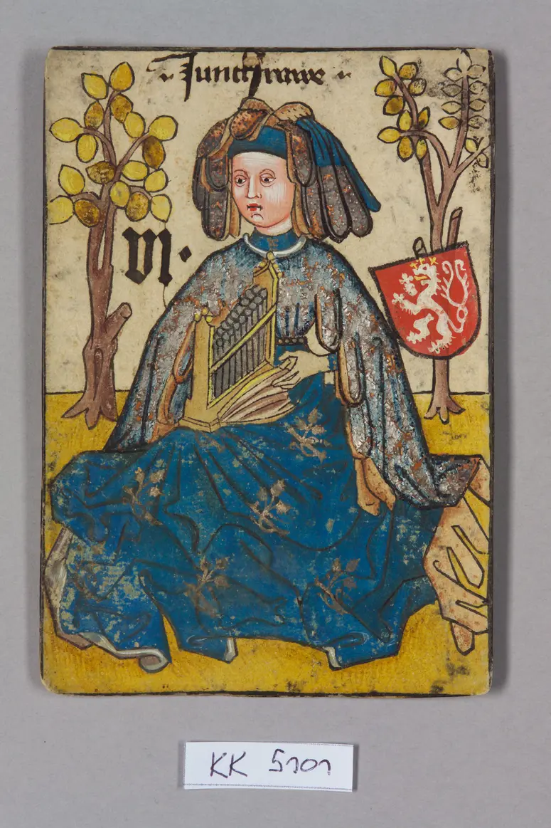 Playing card, Bohemia, Virgin (Six), from the so-called Hofämterspiel