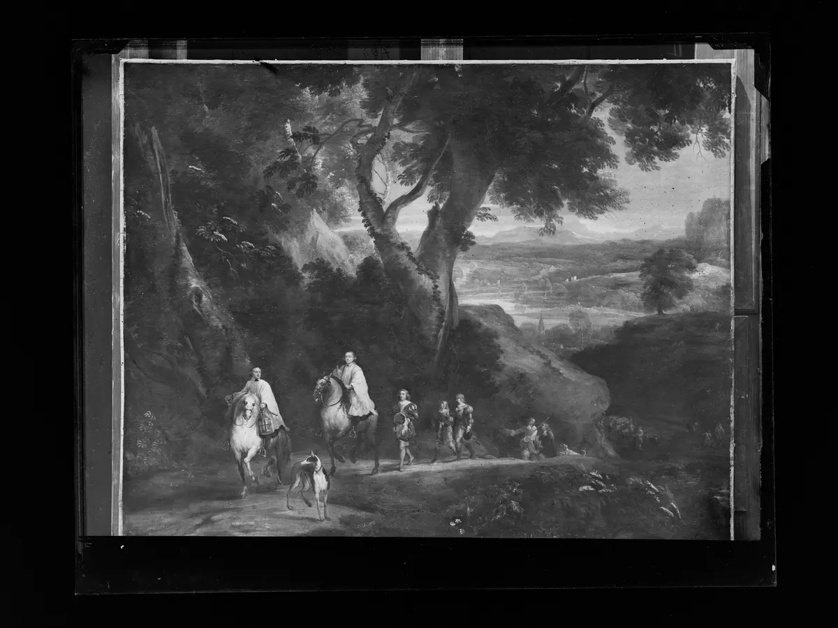 Landschaft mit Rudolf von Habsburg und dem Priester