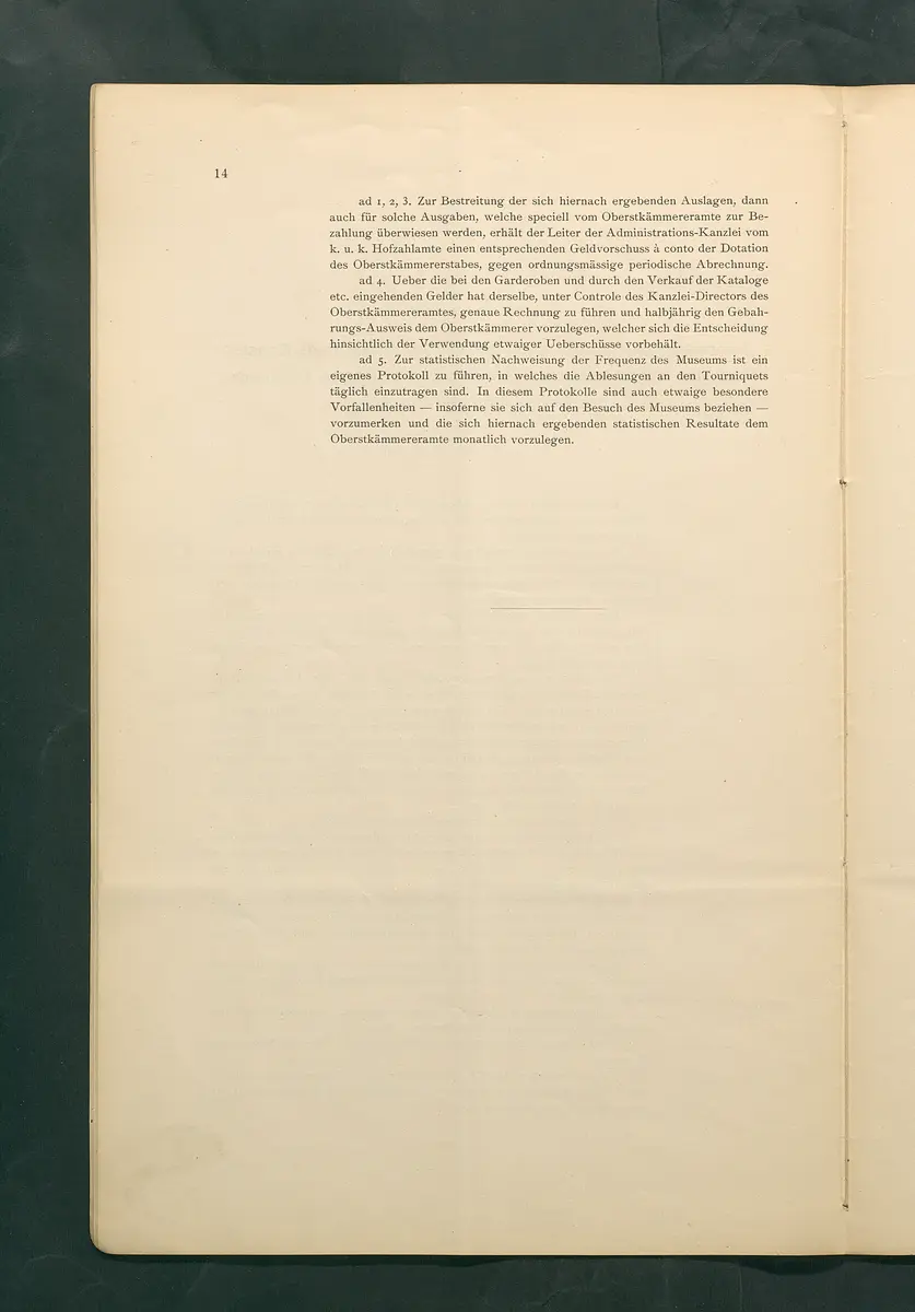 Bestimmungen für den Dienstbetrieb in den kunsthistorischen Sammlungen des Allerhöchsten Kaiserhauses
