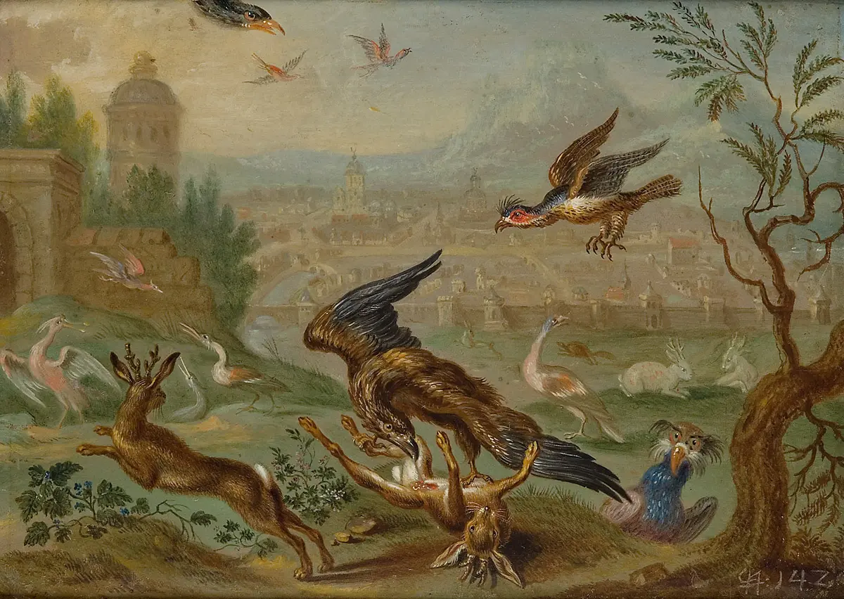 Ansichten aus den vier Weltteilen mit Szenen von Tieren: Damaskus