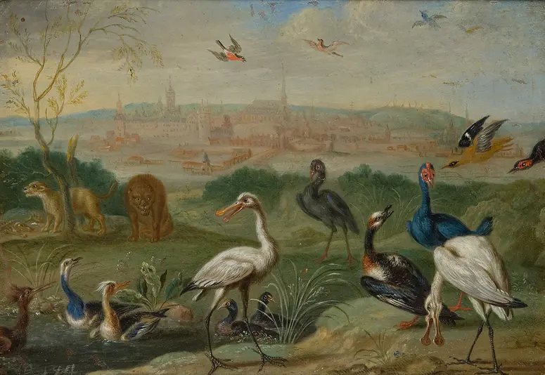 Ansichten aus den vier Weltteilen mit Szenen von Tieren: Stockholm
