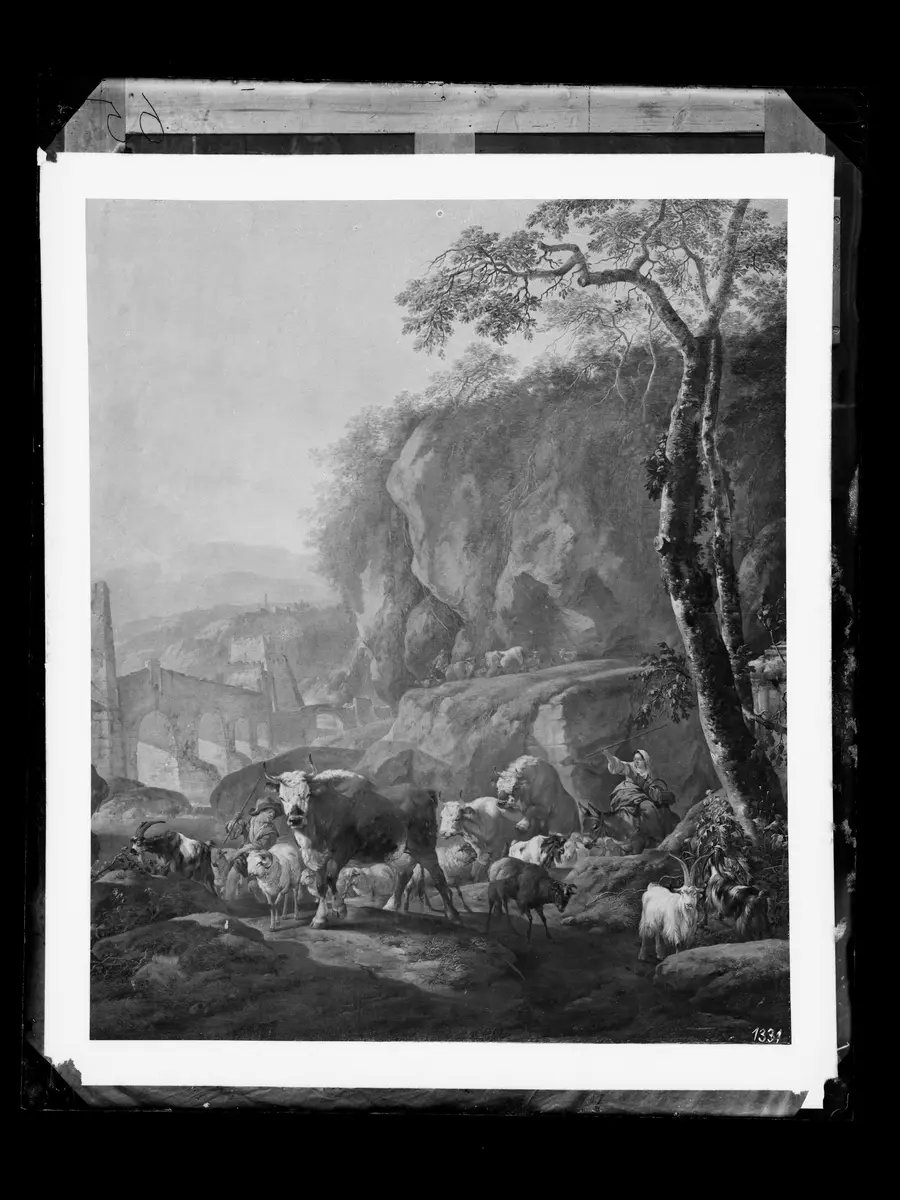 Südliche Landschaft mit Viehherde