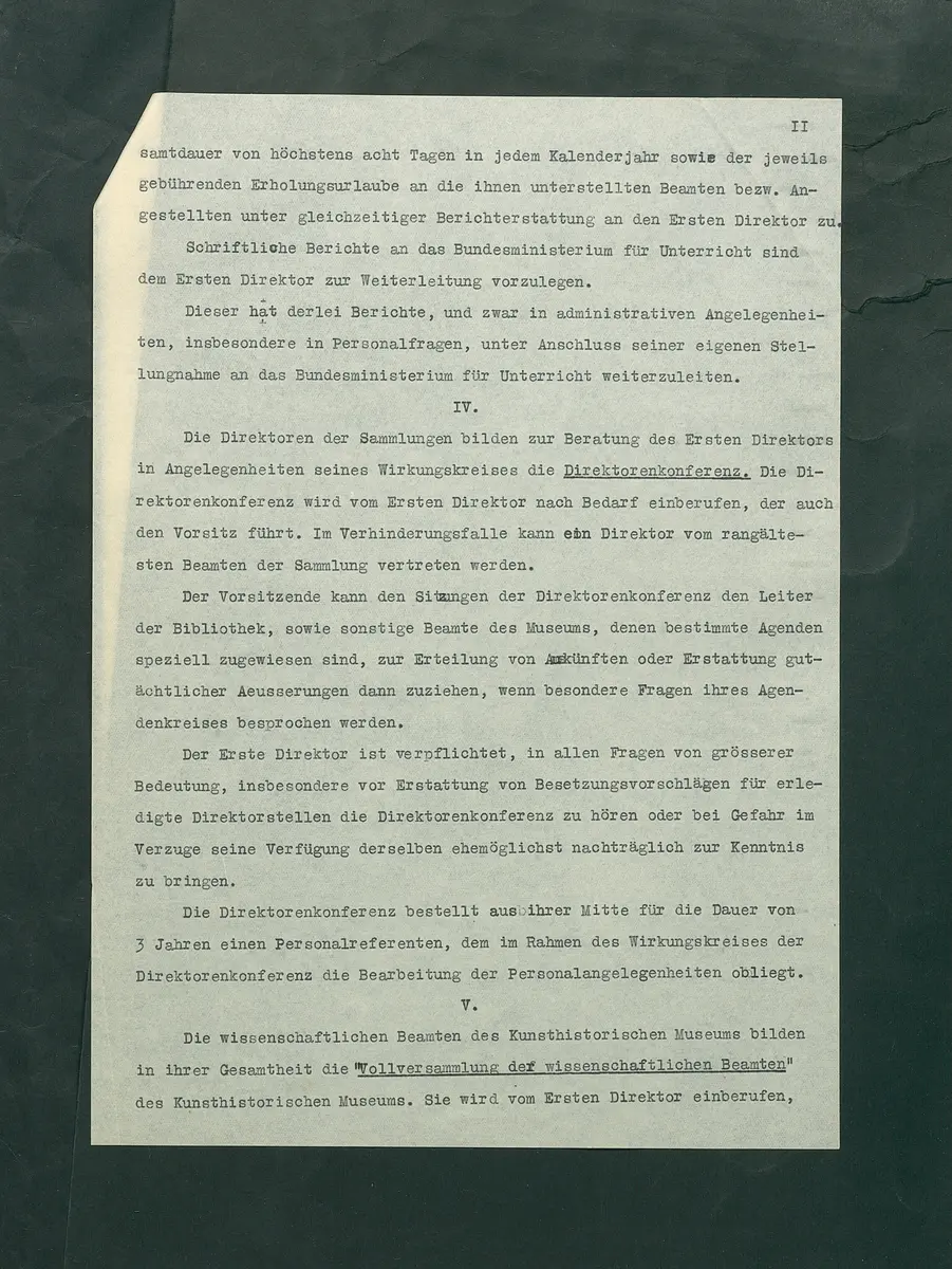 Dienstvorschriften für das Kunsthistorische Museum
