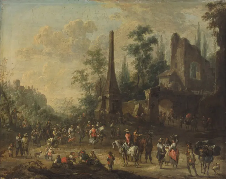 Landschaft mit tanzenden Bauern