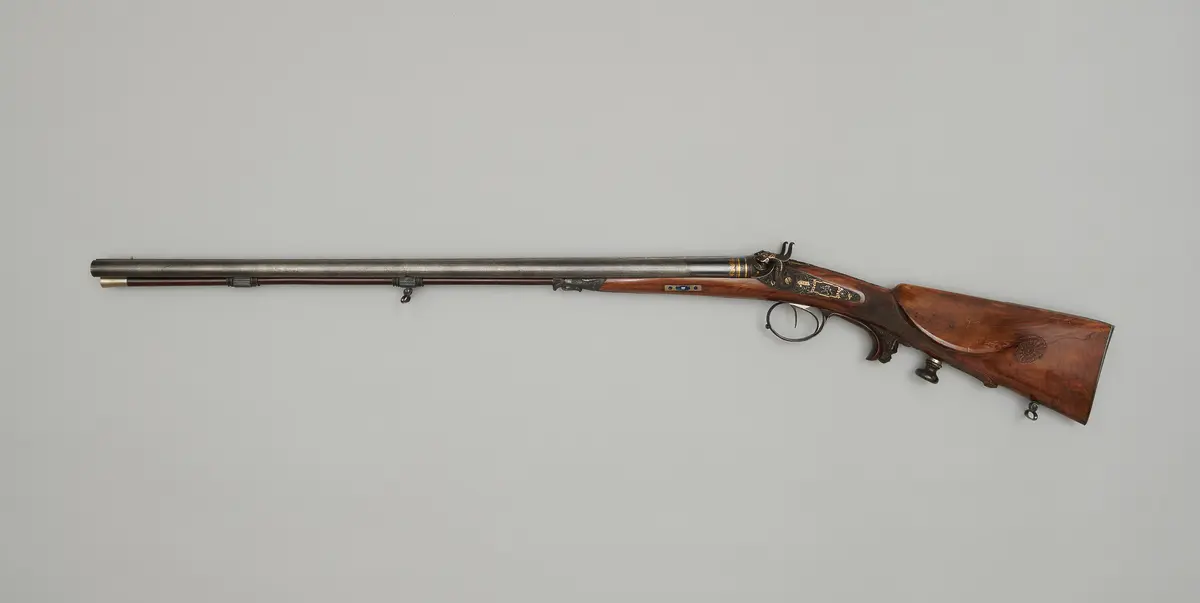 Doppelschrotflinte mit 2 Läufen, Perkussionsgewehr