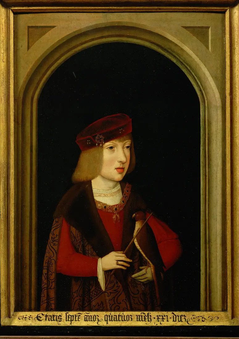 Kaiser Karl V. (1500-1558) als Siebenjähriger mit einem Jagdfalken, Halbfigurenbild