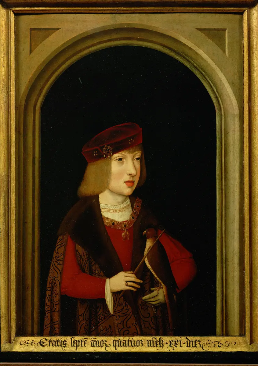 Kaiser Karl V. (1500-1558) als Siebenjähriger mit einem Jagdfalken, Halbfigurenbild