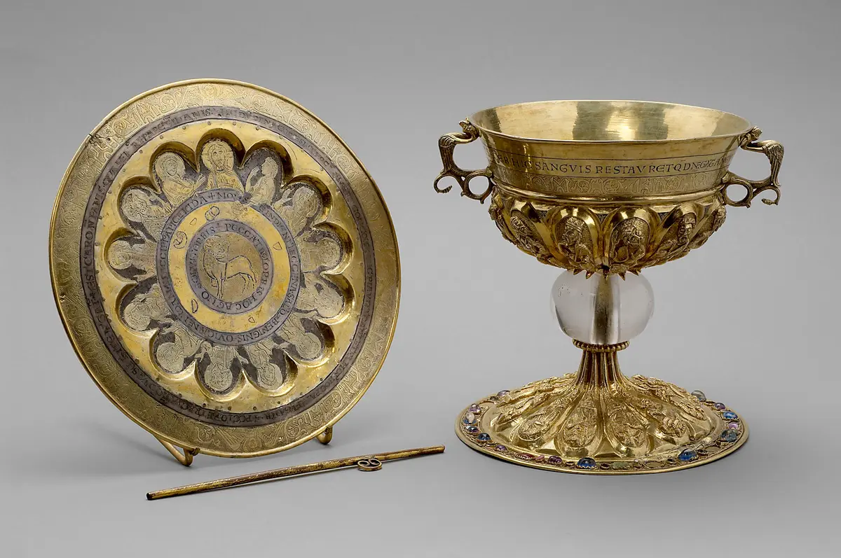 Kommunionkelch mit Patene und Saugröhrchen, sog. Kelch aus St. Peter