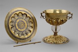 Kommunionkelch mit Patene und Saugröhrchen, sog. Kelch aus St. Peter