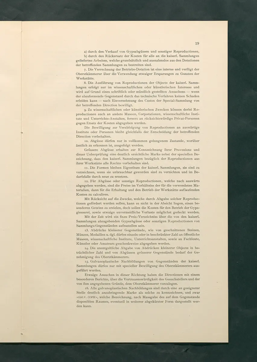 Bestimmungen für den Dienstbetrieb in den kunsthistorischen Sammlungen des Allerhöchsten Kaiserhauses
