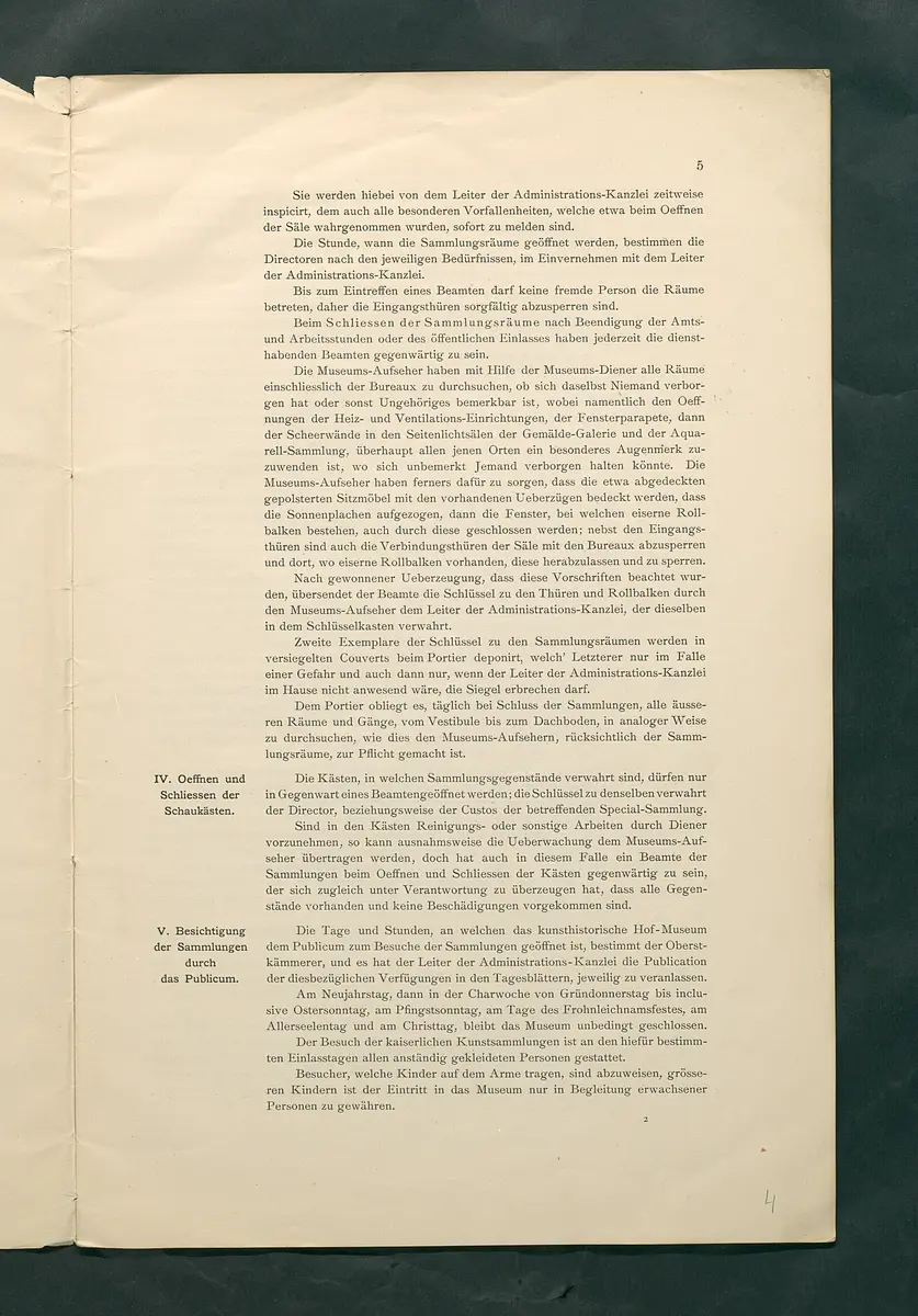 Bestimmungen für den Dienstbetrieb in den kunsthistorischen Sammlungen des Allerhöchsten Kaiserhauses
