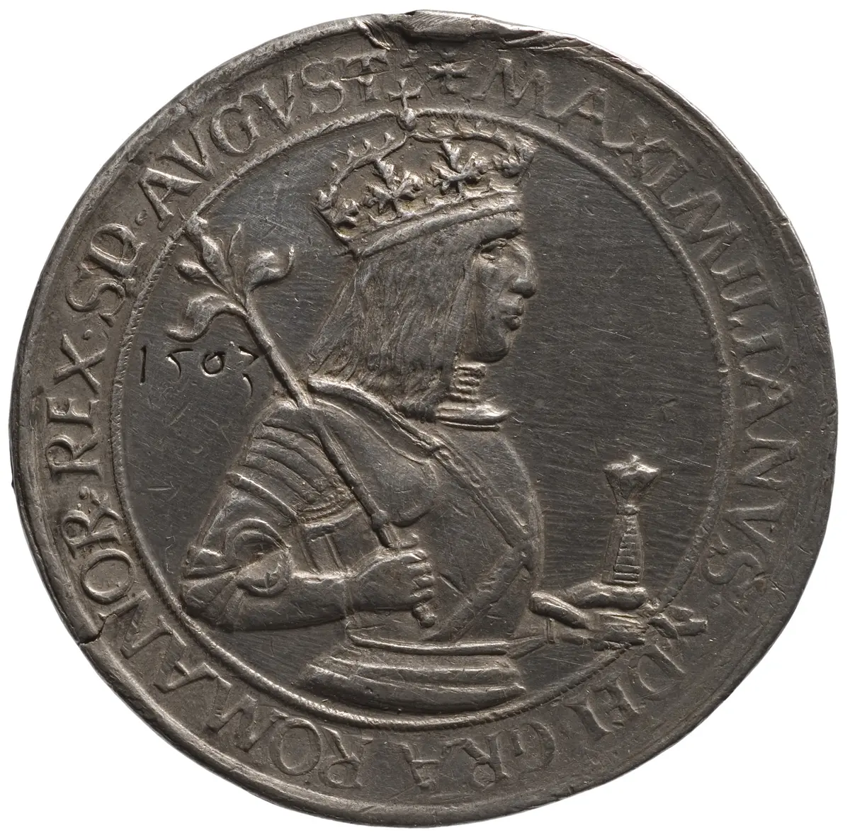 Maximilian I.; Doppelguldiner, geharnischtes Hüftbild