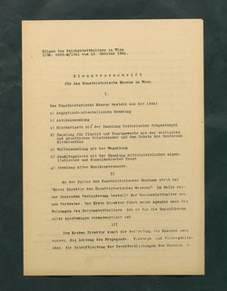 Dienstvorschrift für das Kunsthistorische Museum in Wien