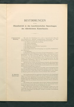 Bestimmungen für den Dienstbetrieb in den kunsthistorischen Sammlungen des Allerhöchsten Kaiserhauses