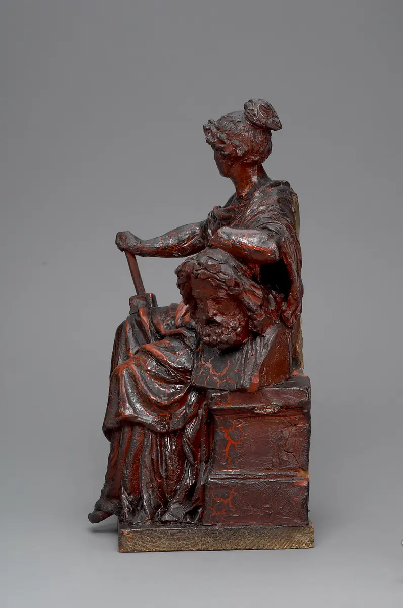 Allegorie der Bildhauerei / Figurenschmuck der Fassade des Kunsthistorischen Museums in Wien.