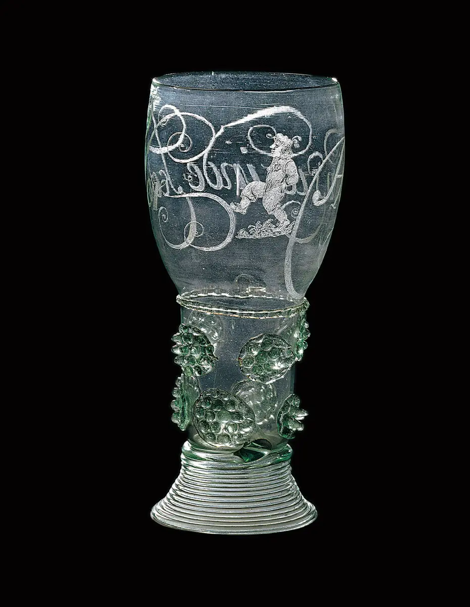 Drinking Glass with Calligraphy “Hansie inde Kelder” (Hans in the Cellar)