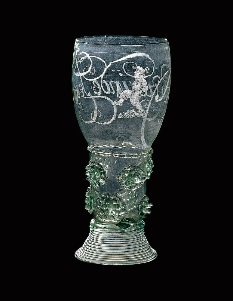 Drinking Glass with Calligraphy “Hansie inde Kelder” (Hans in the Cellar)