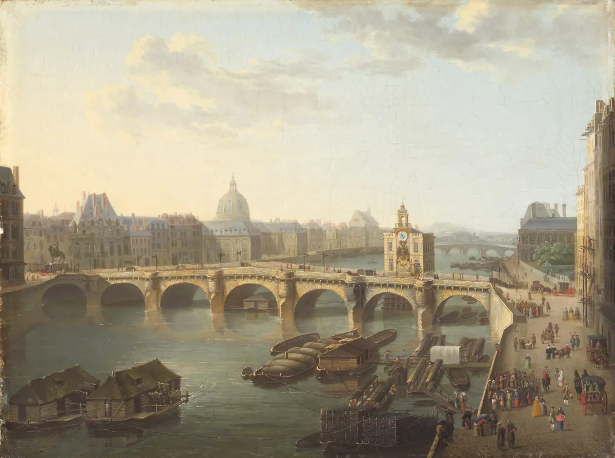 Ansicht des Pont-Neuf vom Quai de la Mégisserie in Paris