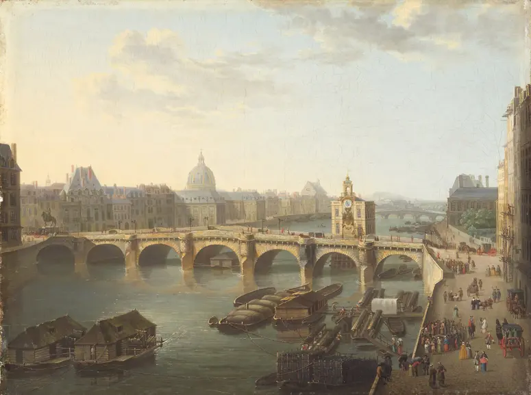 Ansicht des Pont-Neuf vom Quai de la Mégisserie in Paris